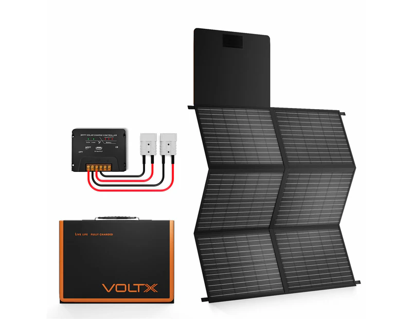 VoltX 12V 200W Mono Solar Blanket Folding Solar Panel Kit Portable Camping MPPT Solar Regulator