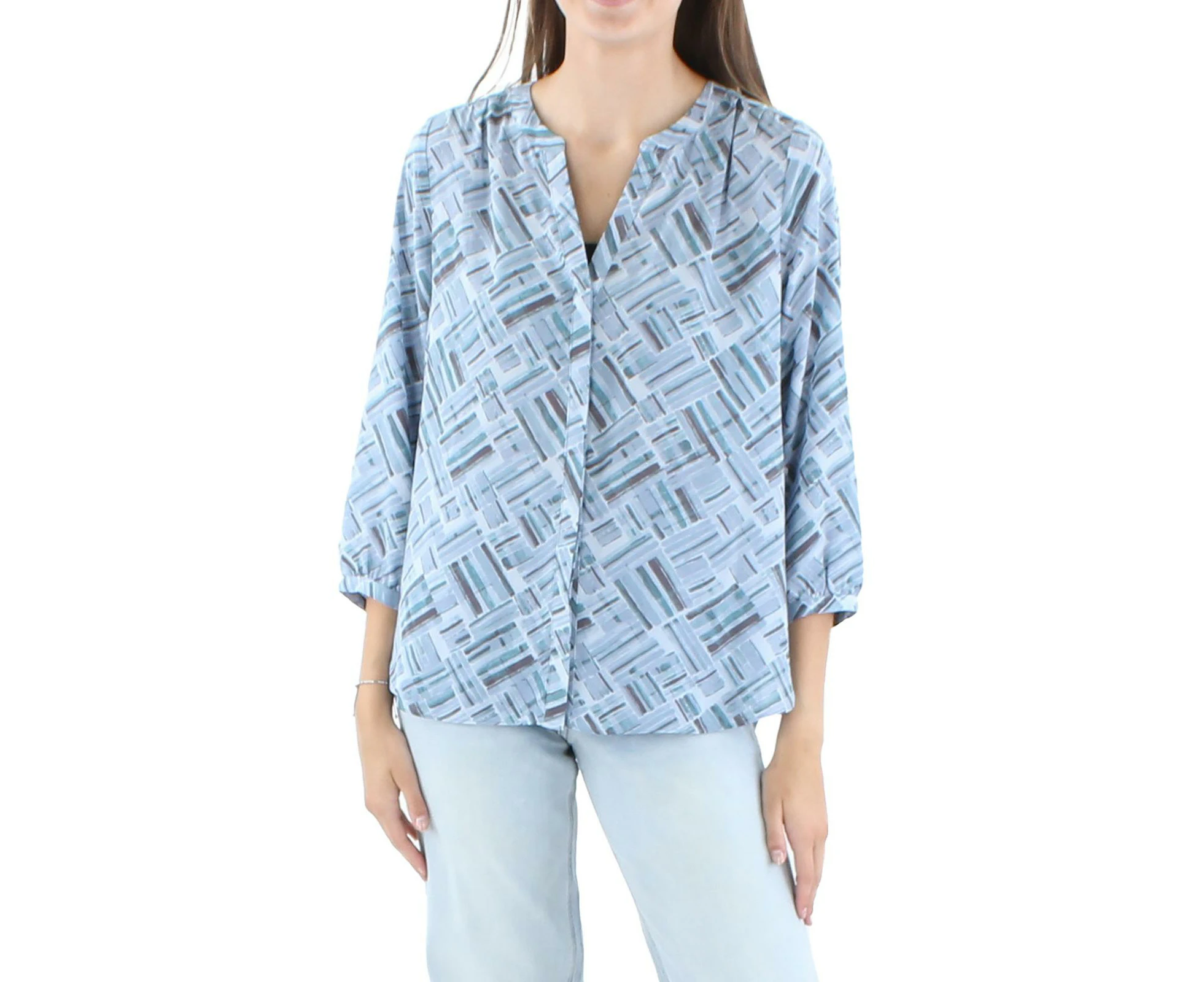 Nydj Women's Tops & Blouses Button-Down Top - Color: Wintertide