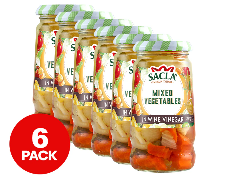 6 x Sacla Mixed Vegetables in Wine Vinegar 290g