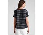 W.Lane Linen Navy Stripe Top - Womens - Navy Stripe