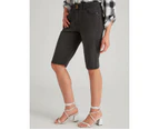 Rockmans Knee Length Denim Wash Shorts - Womens - Light Charcoal