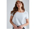 Katies Cotton Elastane Short Sleeve T-Shirt - Womens - Denim Blue Stripe
