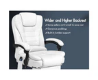 ALFORDSON Massage Office Chair Heated Seat Gaming Racer Executive PU Leather White