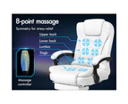 ALFORDSON Massage Office Chair Heated Seat Gaming Racer Executive PU Leather White