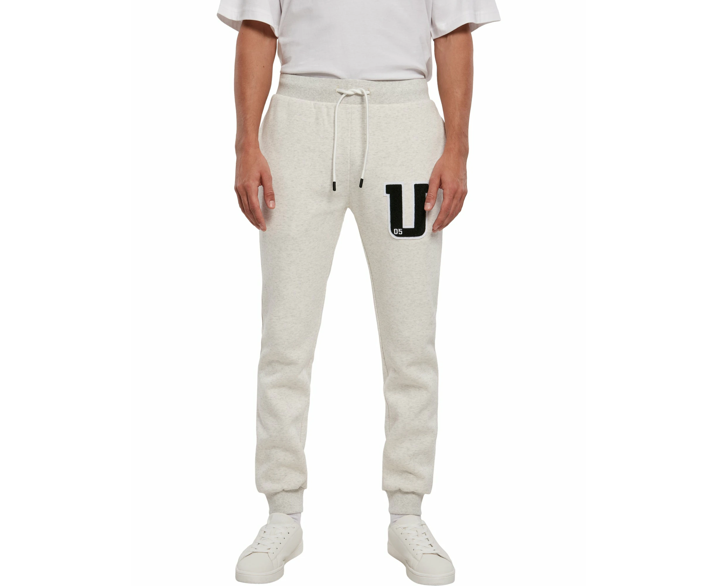 Mens Frottee Patch Sweatpants - Light Grey