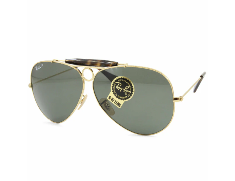 Ray Ban Aviator Shooter RB3138 181 Gold/Green G15 Unisex Sunglasses Size 62