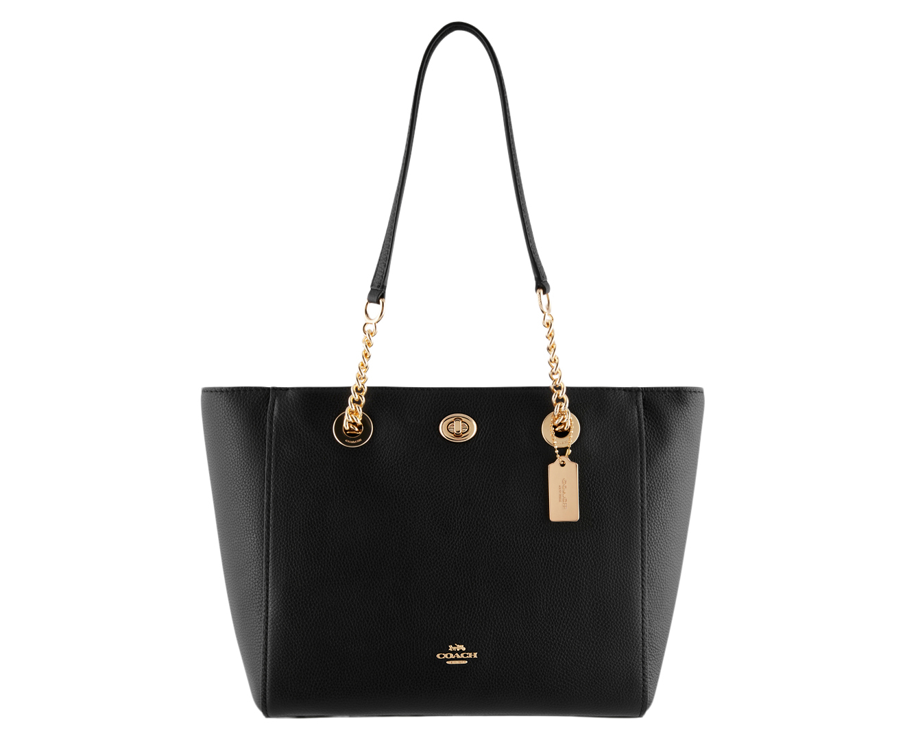 Coach turnlock 2025 chain tote black