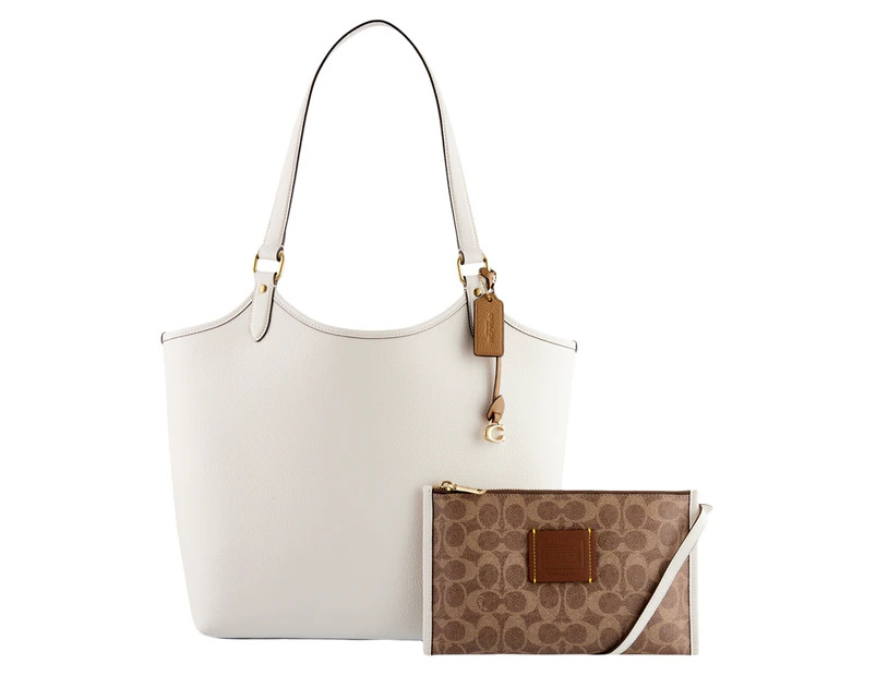 Coach Polished Pebble Leather Day Tote Bag - Chalk