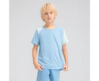 Boys Athletic T-shirts Kids Quick Dry Activewear Shirts Children Short Sleeve Sports Tops Basic Running Tee Shirts-Blue