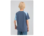 Boys Athletic T-shirts Kids Quick Dry Activewear Shirts Children Short Sleeve Sports Tops Basic Running Tee Shirts-Navy