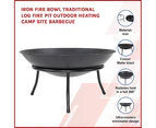 Iron Fire Bowl Traditional Log Fire Pit Outdoor Heating Camp Site Barbecue