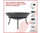 Cast Iron Fire Bowl Traditional Log Fire Pit Outdoor Heating Camp Site Barbecue