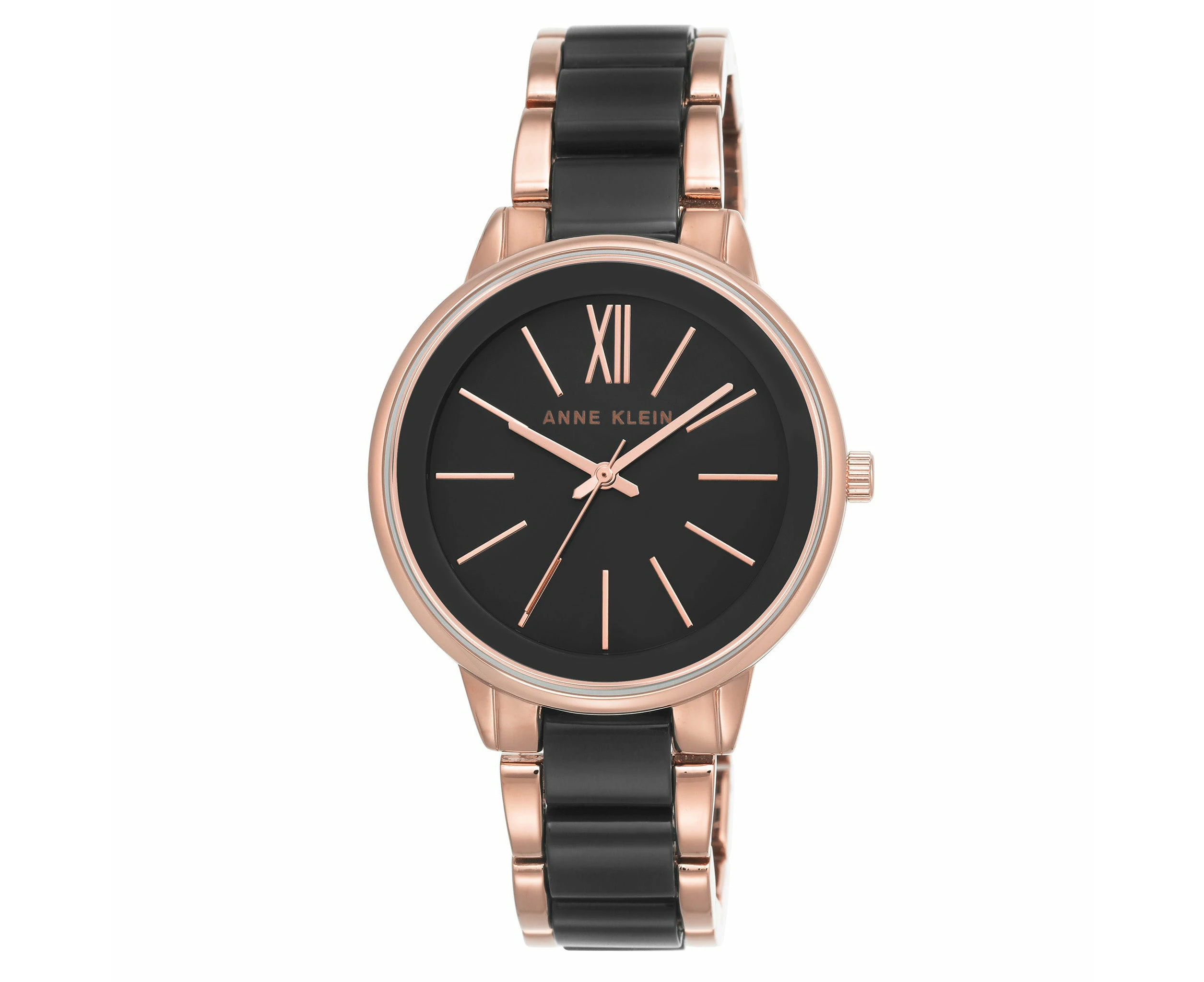 Anne Klein Rose Gold with Black Band Women's Watch - AK1412BKRG