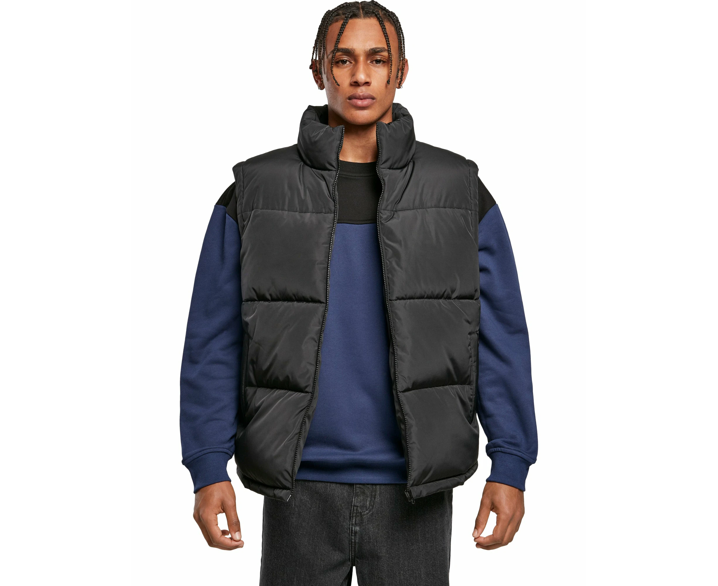 Mens Block Puffer Vest - Black