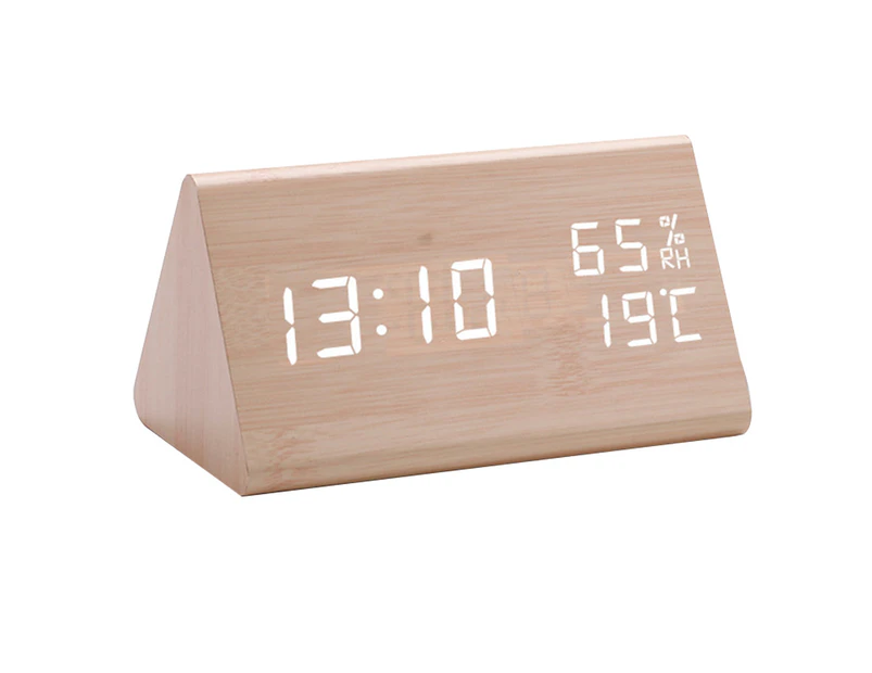 LED hygrometer alarm clock led wooden clock triangle electronic digital clock wooden hygrometer