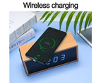 Creative intelligent multi-function led wireless charging alarm clock wooden Bluetooth speaker