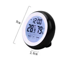Touch screen alarm clock, round seat clock, electronic hygrometer clock-black