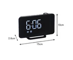 Radio projection alarm clock large screen LED display electronic clock curved double alarm clock desk clock-white