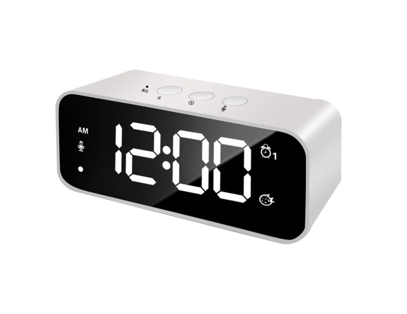 LED rechargeable recording clock intelligent student electronic alarm clock music clock multiple alarm clocks-white