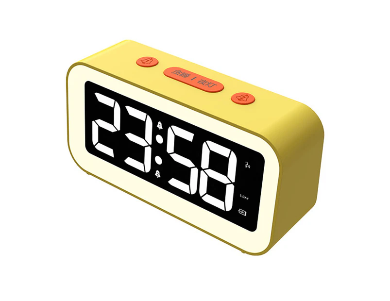 Digital Alarm Clock with Night Light Adjustable Brightness Mirror Electronic LED Digital Clock-yellow