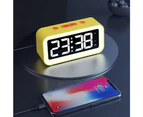 Digital Alarm Clock with Night Light Adjustable Brightness Mirror Electronic LED Digital Clock-yellow