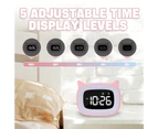 Alarm Clock,  Alarm Clock with Night Light, Cute Clocks for Girls Toddlers Boys Birthday Gifts-White