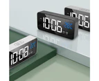 Digital Alarm Clock, LED Mirror Electronic Clock, Desk Clock with Voice Control, Dual Alarms, Snooze-silver