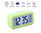 Alarm Clock, Electronic Digital Morning Clock with Large LCD, Backlight, Calendar and Temperature-green