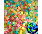 200Pcs Luminous Pebble Beautiful Good Glowing Effect Durable Glow in Dark Rhombus Artificial Stone Aquarium Decoration-Cyan