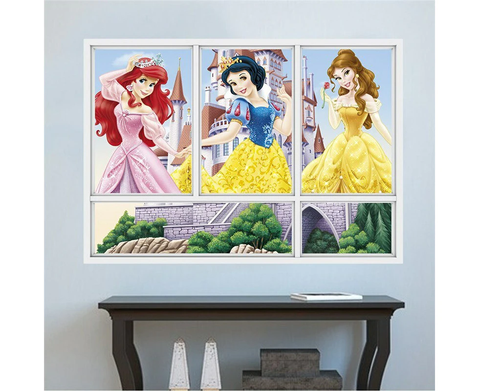 PRINCESS ARIEL SHOW WHITE BELLE DISNEY 3D WALL STICKER DECORATION MURAL ART DECAL