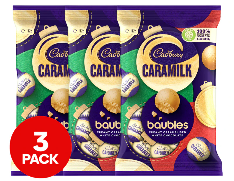 3 x Cadbury Caramilk Baubles 112g