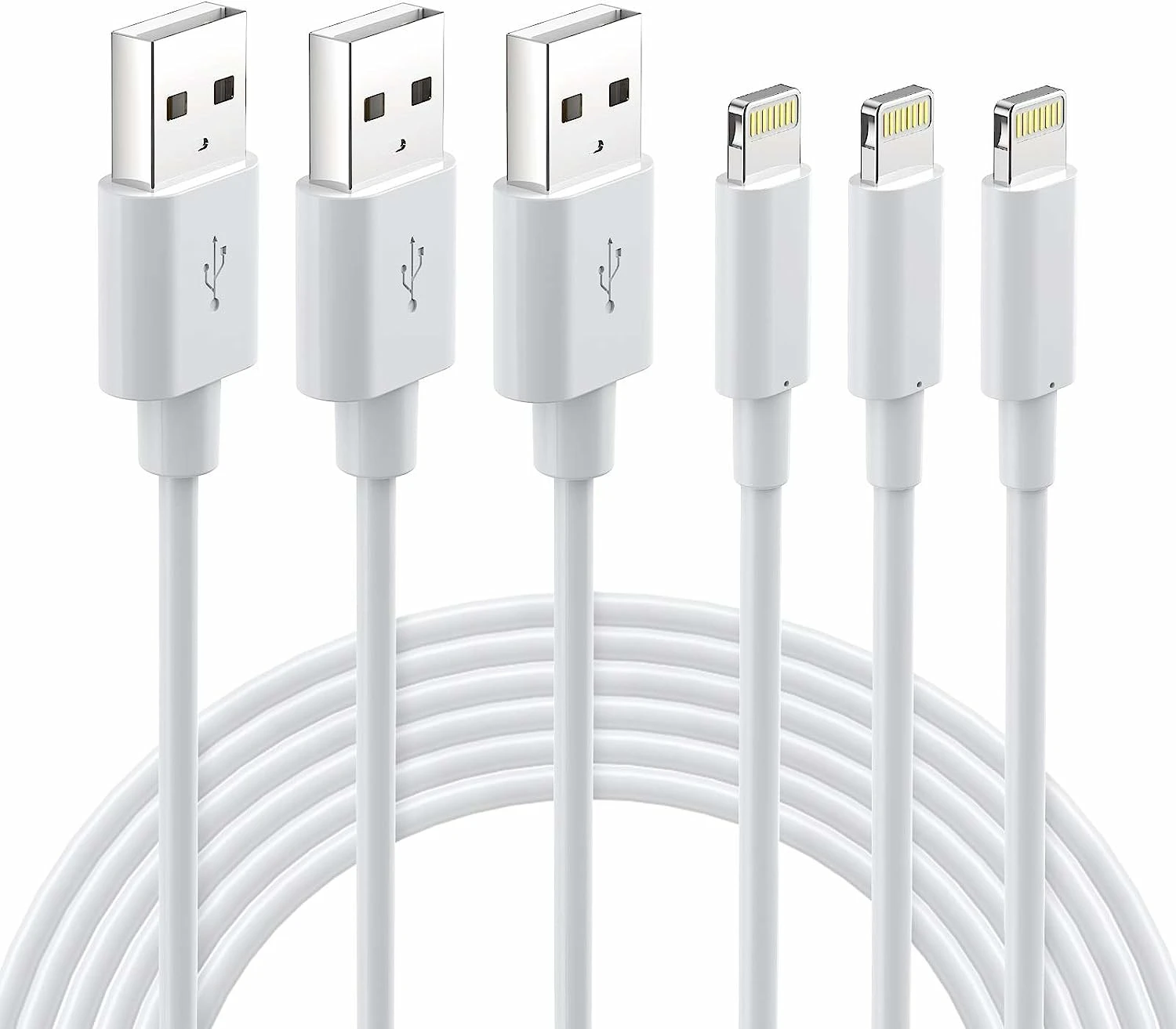 3Pack 2M Lightning to USB A Cable iPhone Charger Lightning Cable