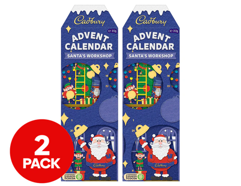 2 x Cadbury Santa's Workshop Advent Calendar 312g