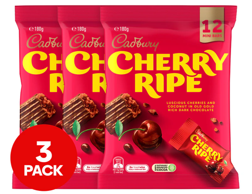 3 x 12pk Cadbury Cherry Ripe Share Pack 180g