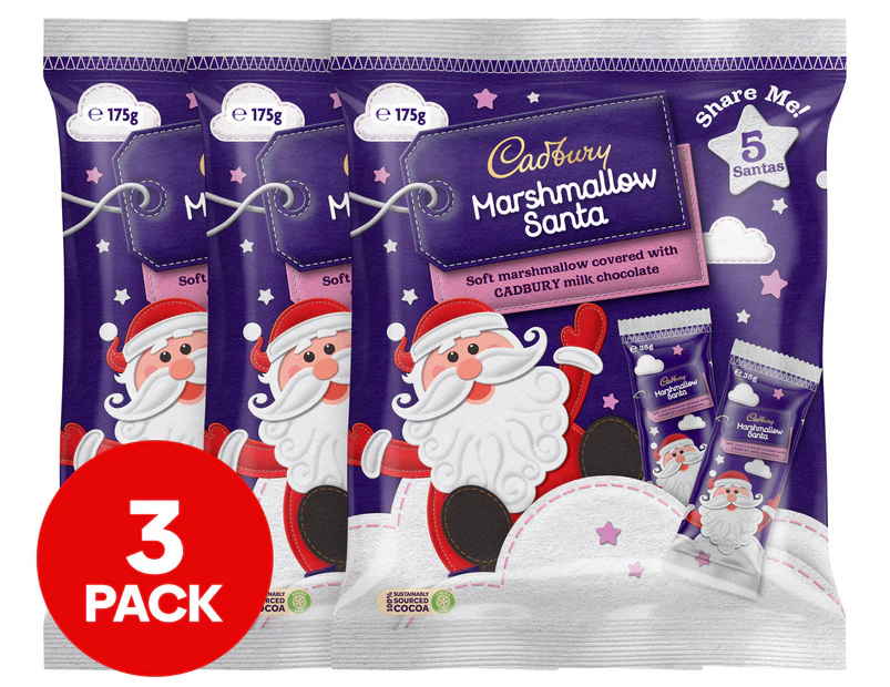 3 x Cadbury Marshmallow Santa Share Pack 175g