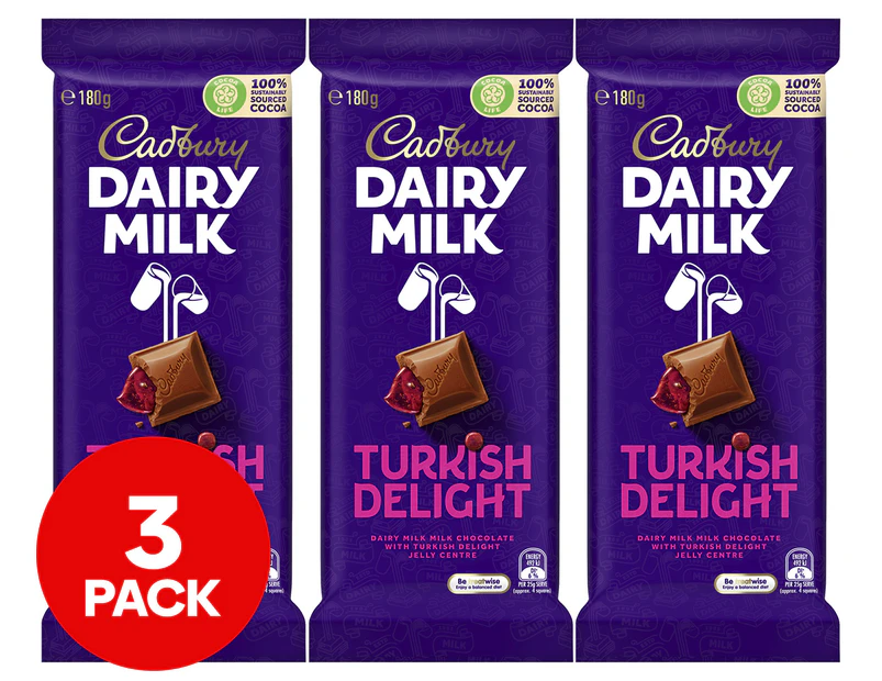 3 x Cadbury Dairy Milk Turkish Delight 180g