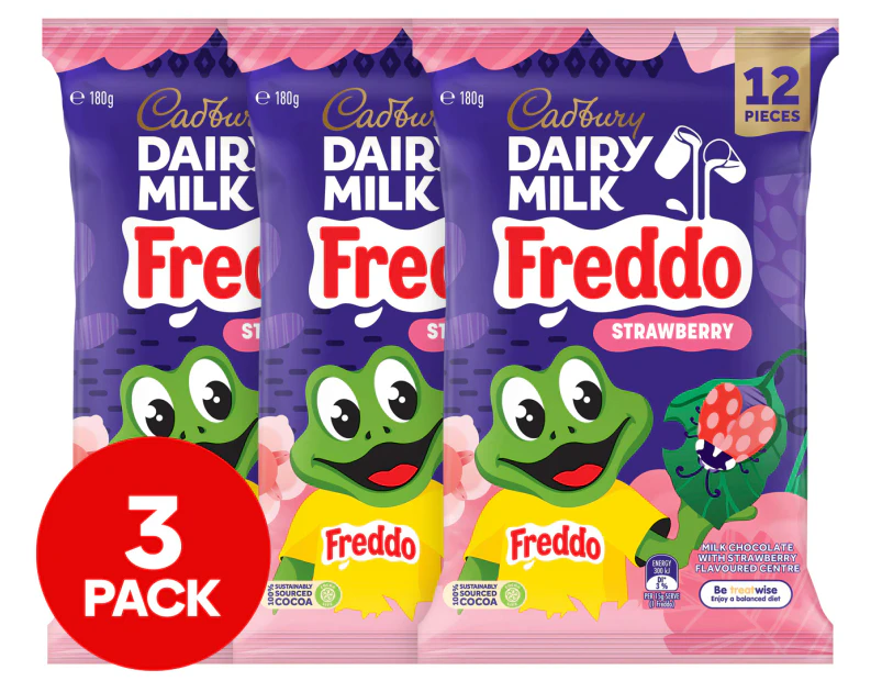 3 x Cadbury Dairy Milk Freddo Strawberry Chocolate Share Pack 12 Pack