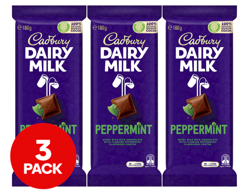3 x Cadbury Dairy Milk Peppermint 180g