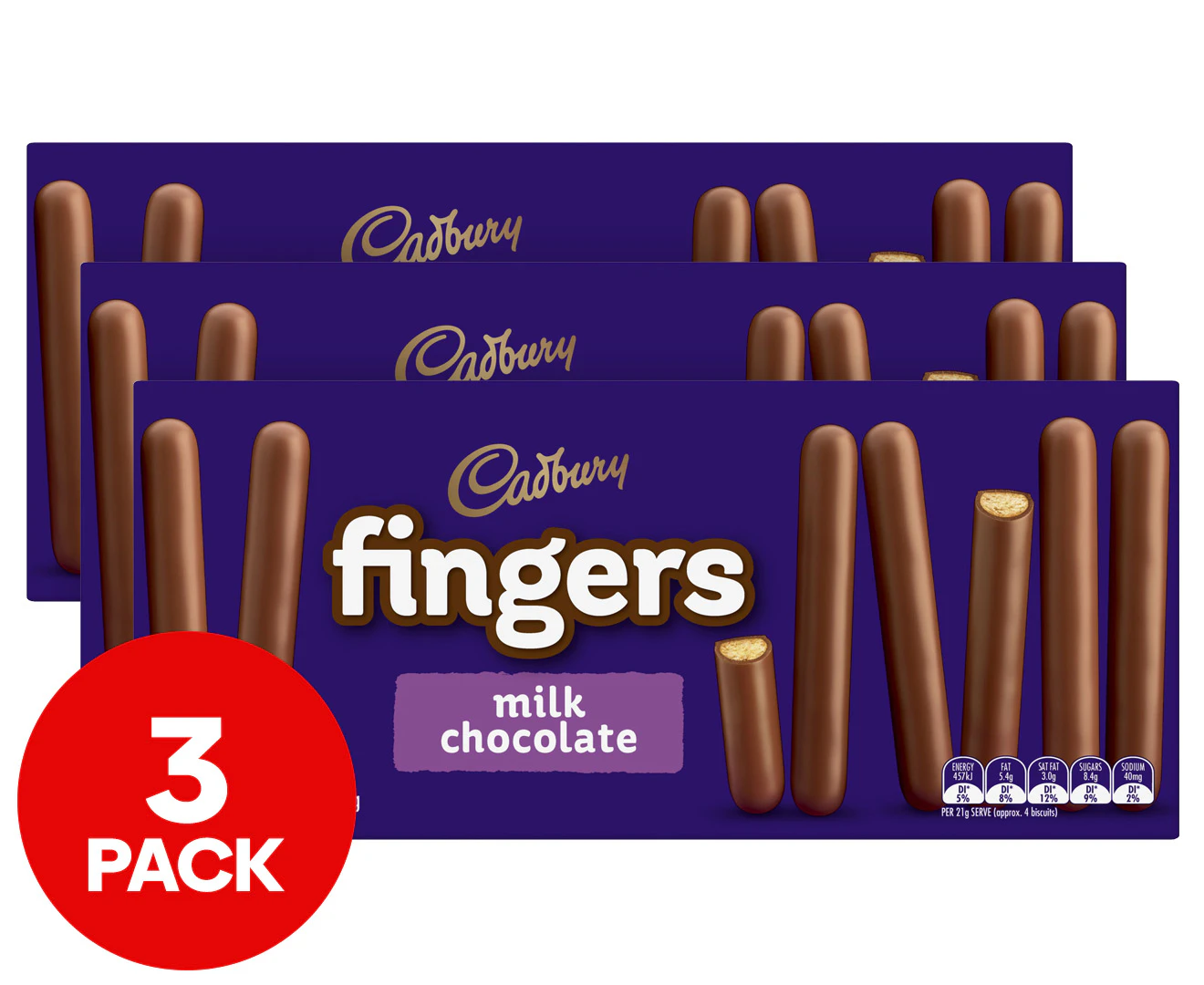 3 x Cadbury Fingers Milk Chocolate 114g