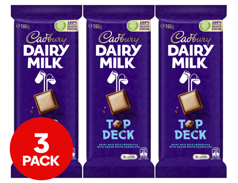 3 x Cadbury Dairy Milk Top Deck 180g