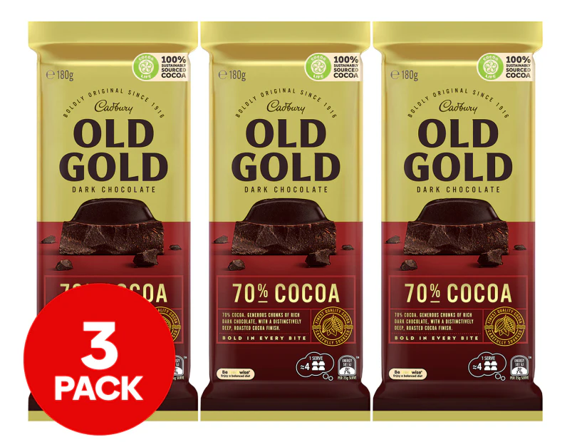 3 x Cadbury Old Gold 70% Cocoa 180g