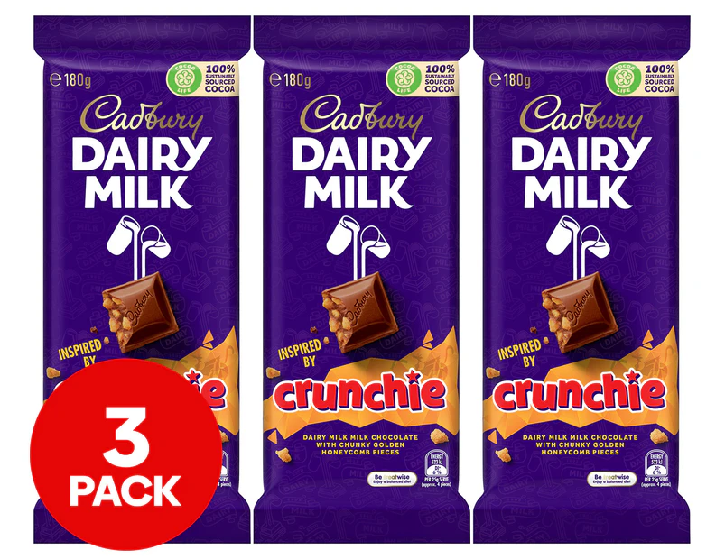 3 x Cadbury Dairy Milk Crunchie 180g