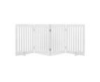 Oppsbuy Pet Gate 203x61cm Wooden Dog Fence Safety Stair Barrier Security Door 4 Panels