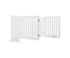 Oppsbuy Pet Gate 203x61cm Wooden Dog Fence Safety Stair Barrier Security Door 4 Panels