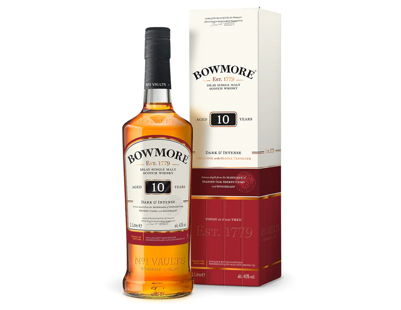Bowmore 10 Year Old Dark & Intense Single Malt Whisky 1000ml