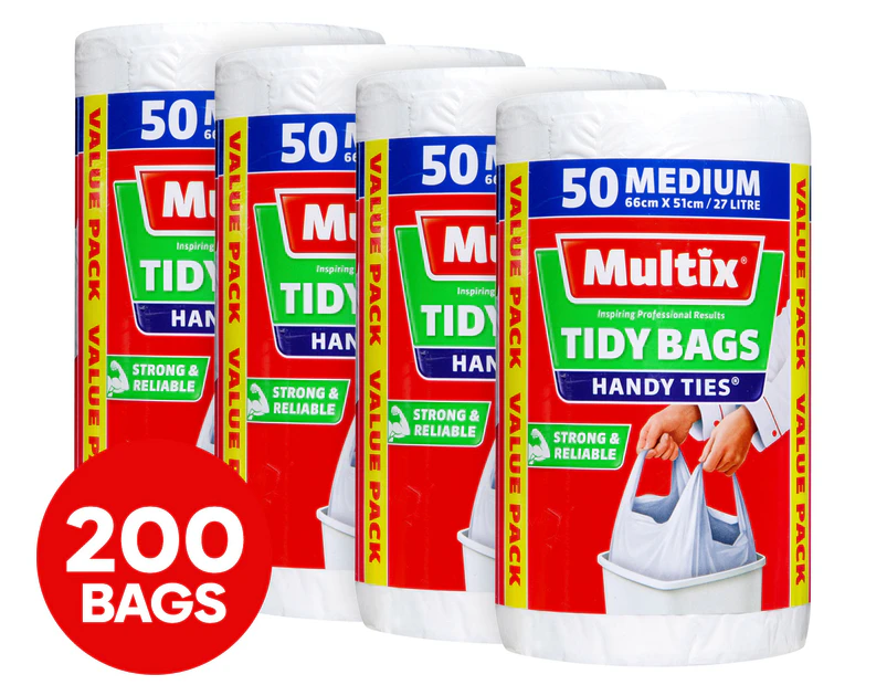 4 x 50pk Multix Medium 27L Handy Tie Tidy Bags