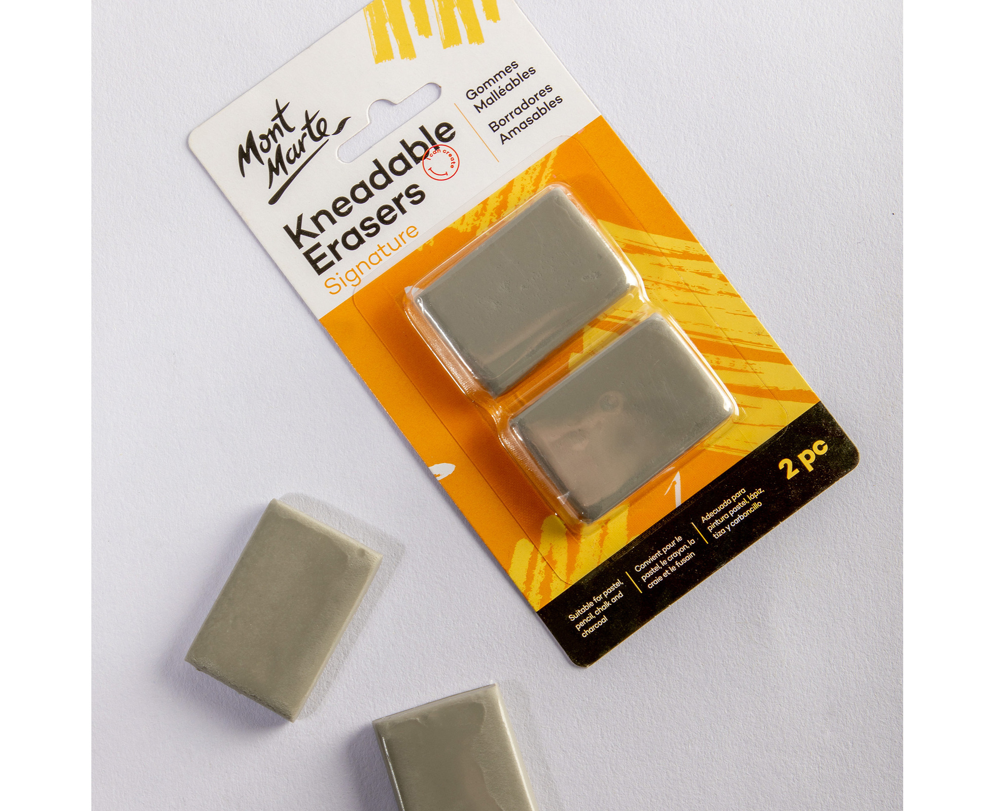 Mont Marte Kneadable Erasers Signature 2pc 4-Pack, Kneaded Erasers