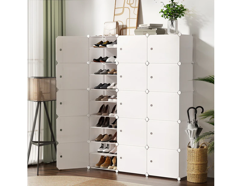 Artiss Shoe Cabinet DIY Shoe Box White Cube Portable Organiser Storage Stand