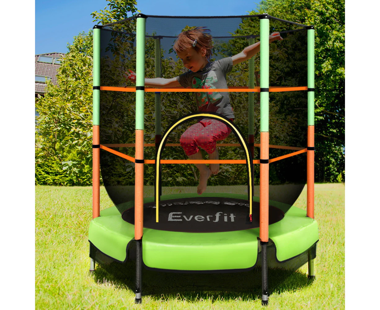 Everfit 4.5FT Trampoline for Kids w/ Enclosure Safety Net Rebounder Gift Green