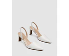Jo Mercer Women's Kyra Mid Heels Leather Shoes - White Croc